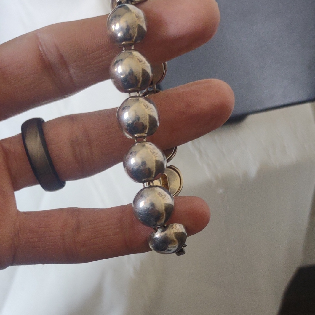 Silver Tone Button Style Bracelet